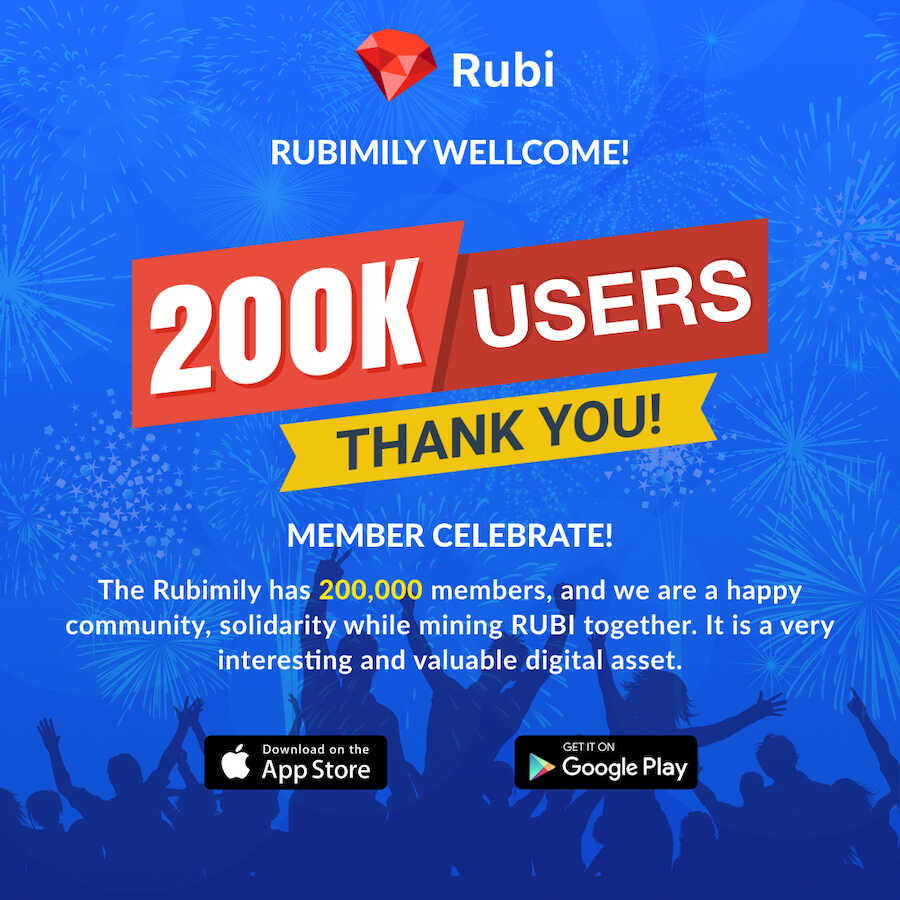 RUBI community celebrate 200,000th miner.