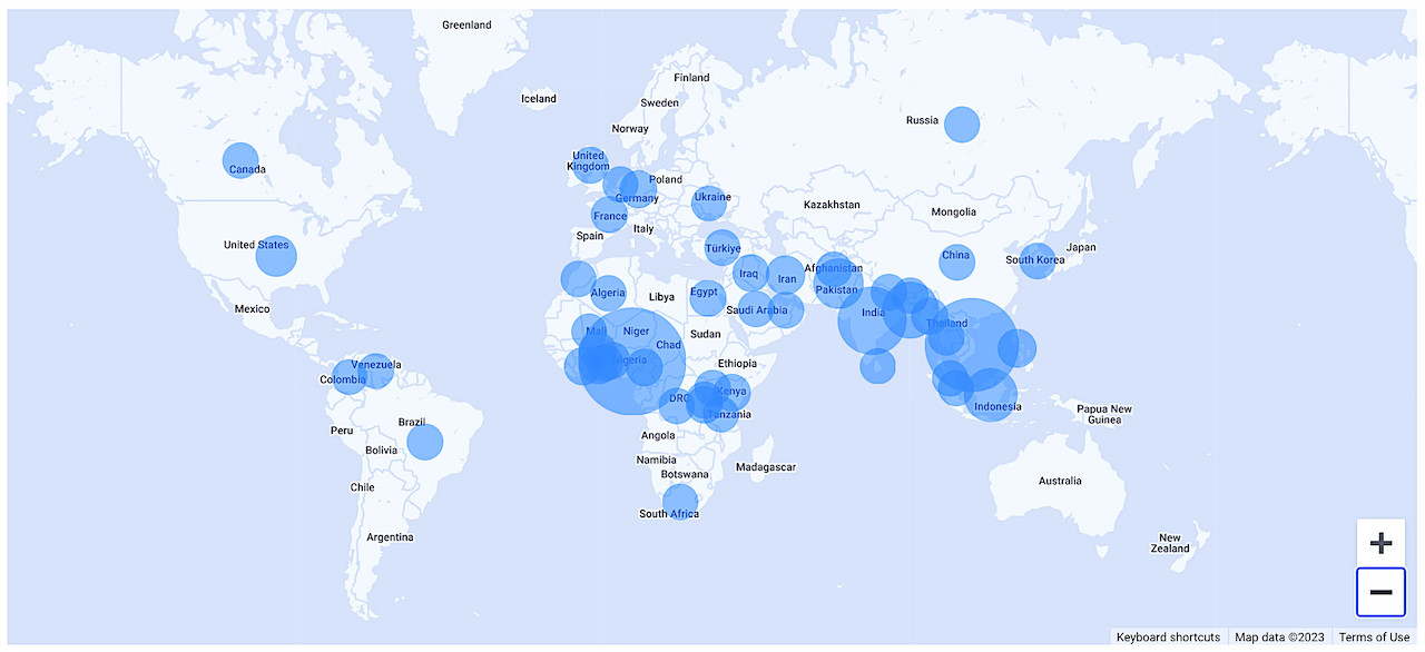 Deployed V.Mine Mining Area to 190 countries and territories